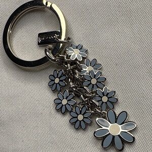 Coach Silver-Tone Keychain with Blue Daisy Charms